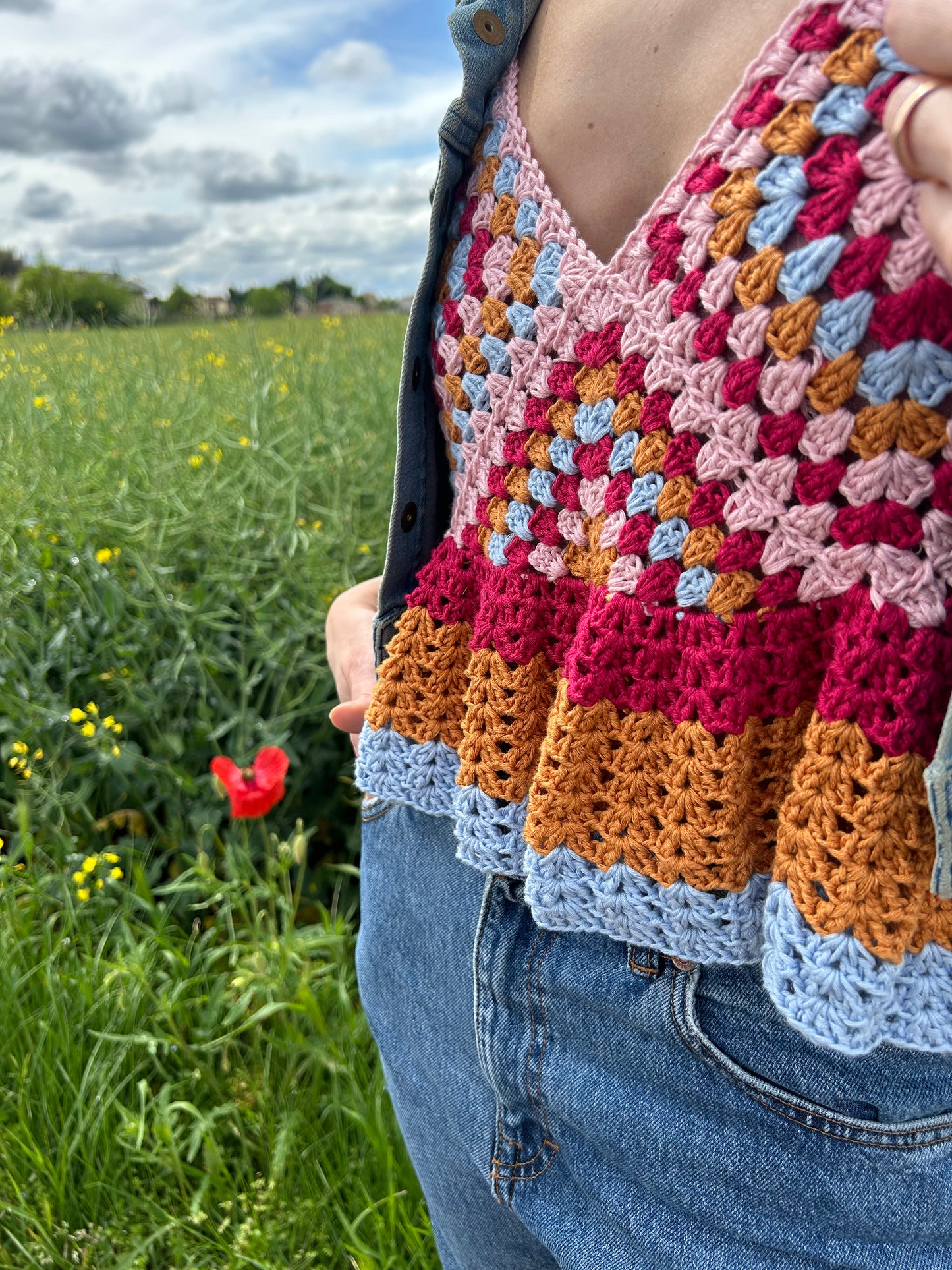 SCHEMA UNCINETTO TOP ROSE