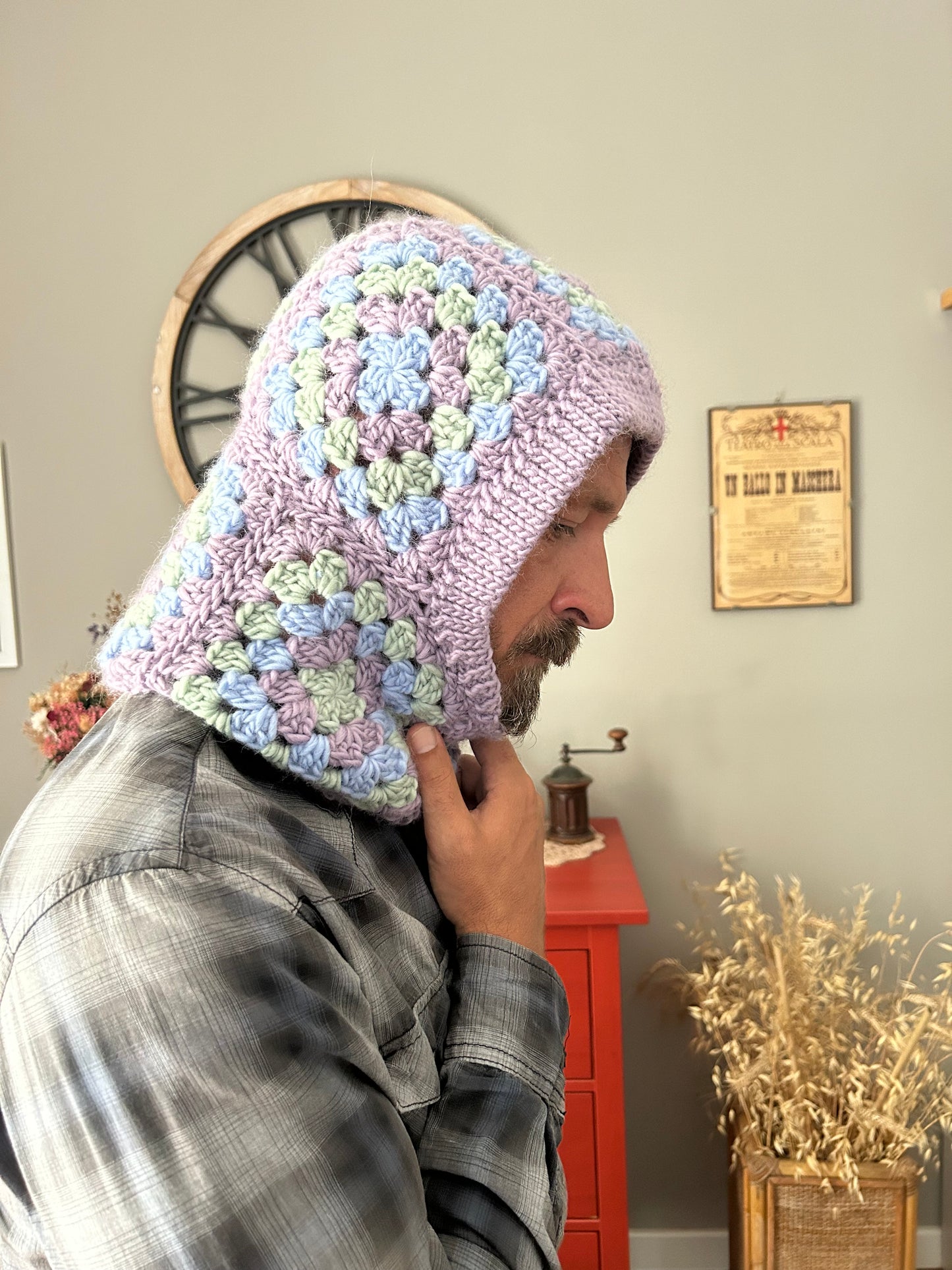 PASSAMONTAGNA BALACLAVA CROCHET GRANNY SQUARES A UNCINETTO