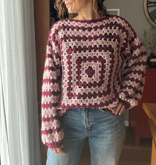 SCHEMA UNCINETTO MAGLIA  GRANNY SQUARES- Tecnica Tradizionale