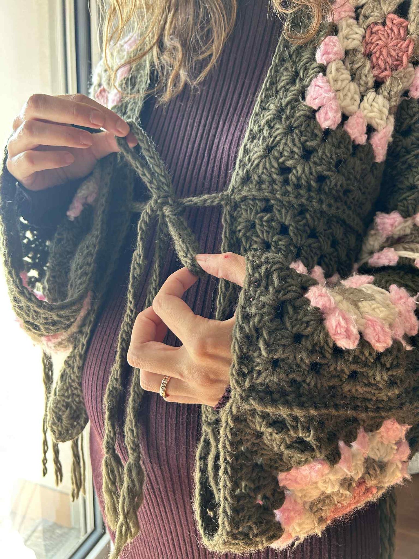 CARDIGAN CROCHET GRANNY SQUARES TAGLIA S - pronta consegna