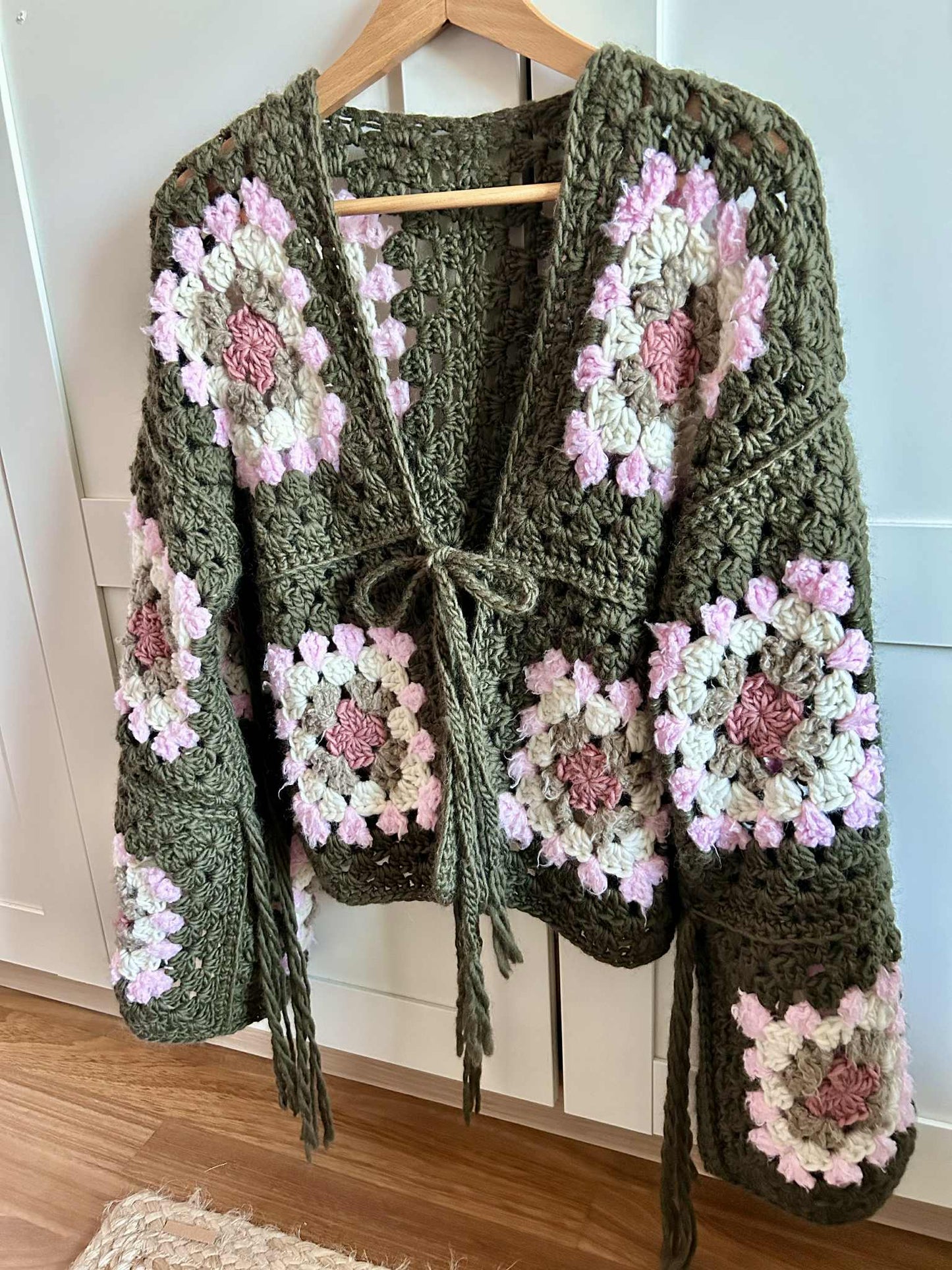 CARDIGAN CROCHET GRANNY SQUARES TAGLIA S - pronta consegna