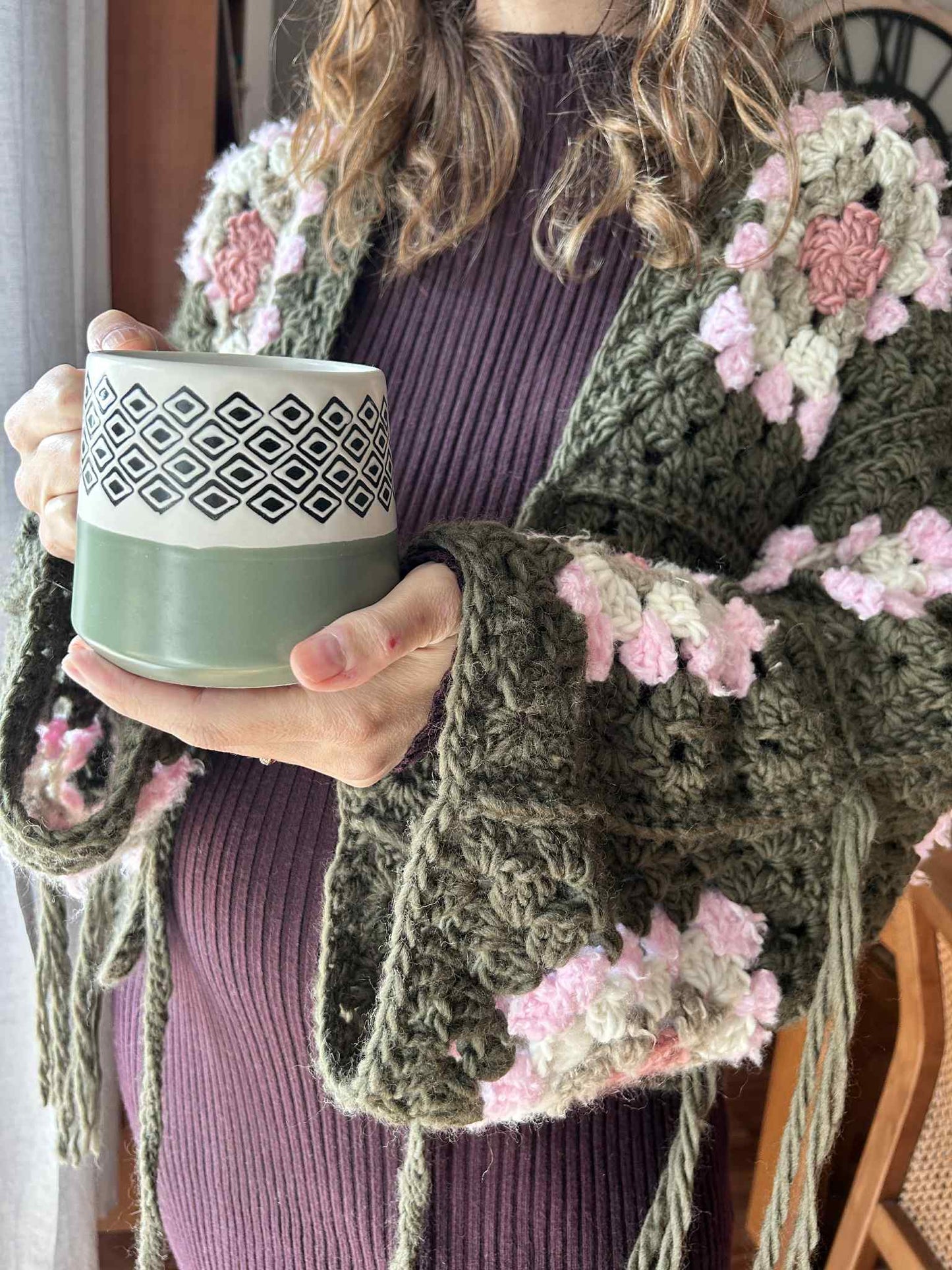 CARDIGAN CROCHET GRANNY SQUARES TAGLIA S - pronta consegna