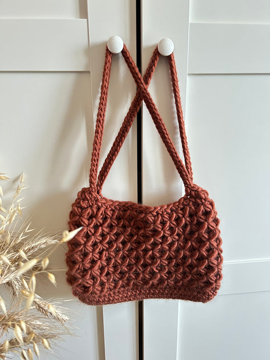 BORSA IN LANA A UNCINETTO COGNAC (CAMPIONE)