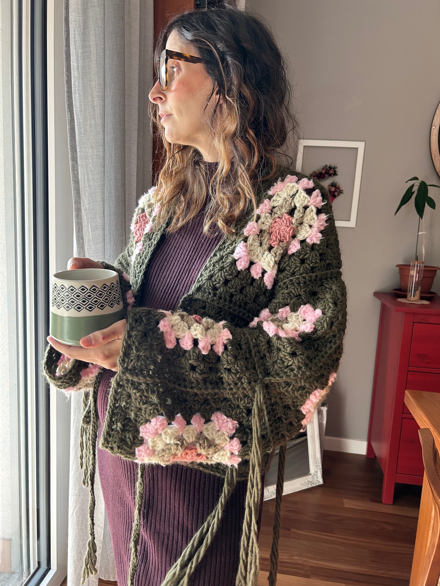 SCHEMA UNCINETTO CARDIGAN GRANNY SQUARES